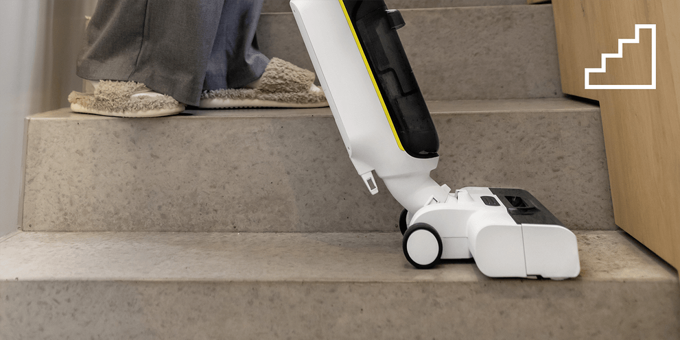Vacuum mop cleaning stairs