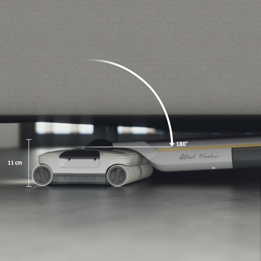 Floor cleaner can bend 180° to clean under furniture Floor cleaner can bend 180° to clean under furniture