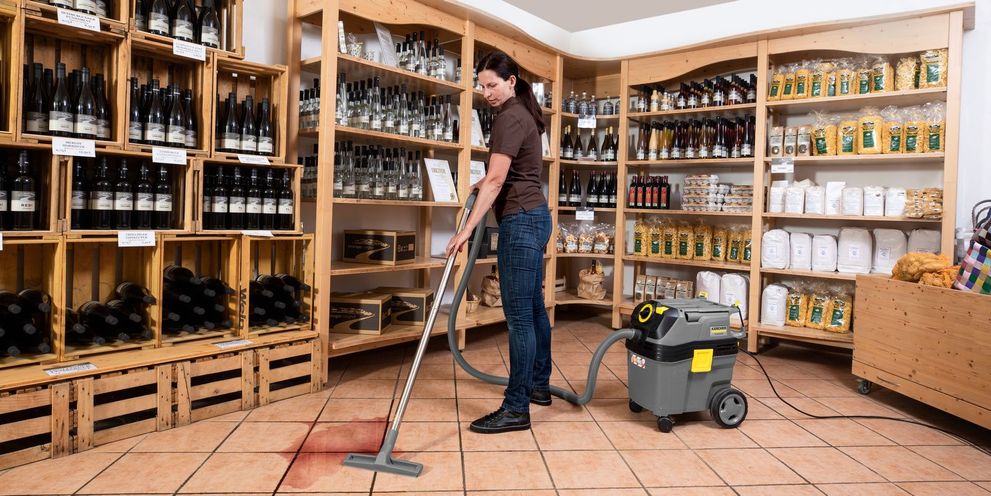 Cleaning in the farm shop