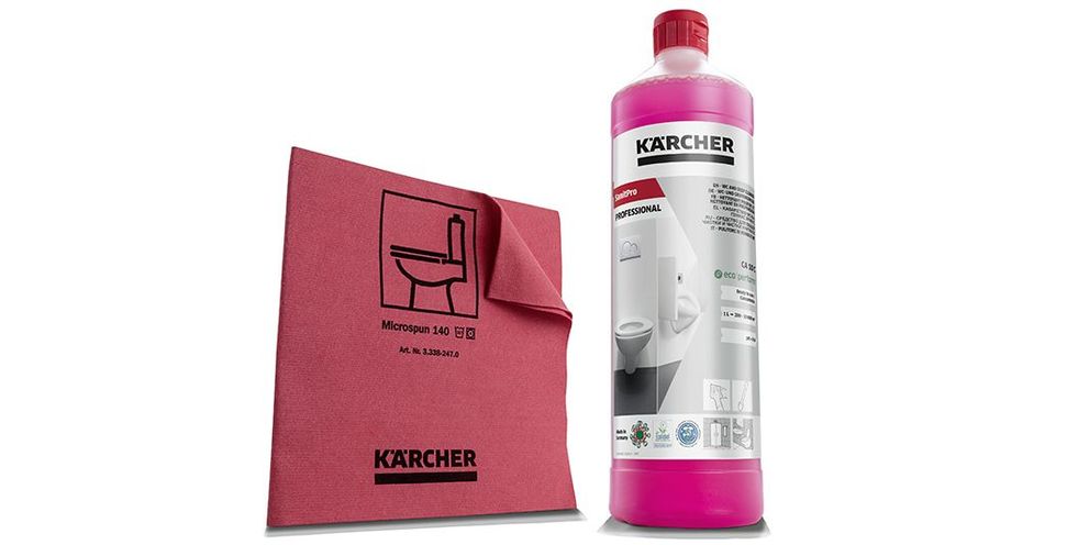 Red cleaning utensils