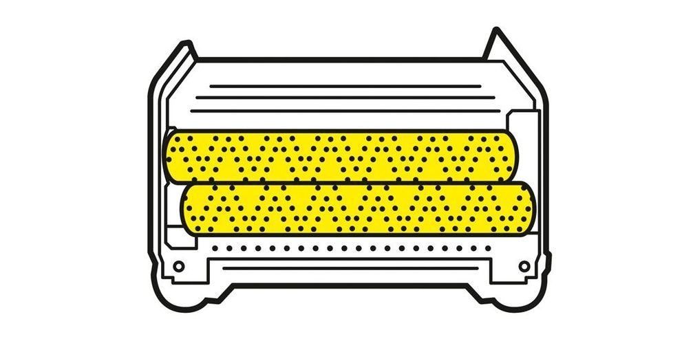Scrubbing head with two rollers