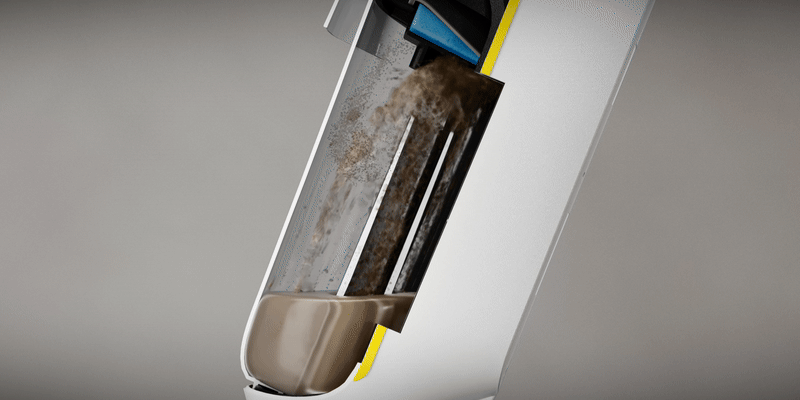 animation of filter and tank system of vacuum mop