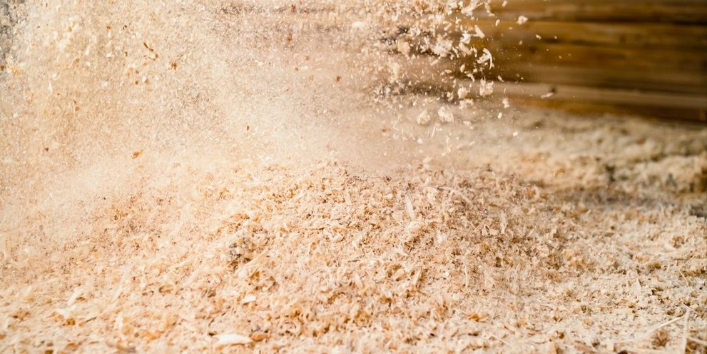 Wood dust on the floor Wood dust