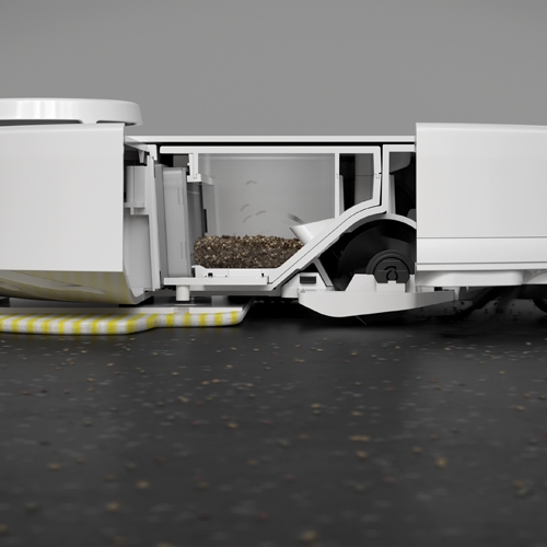 Rotating cleaning brush removes coarse dirt and fine dust