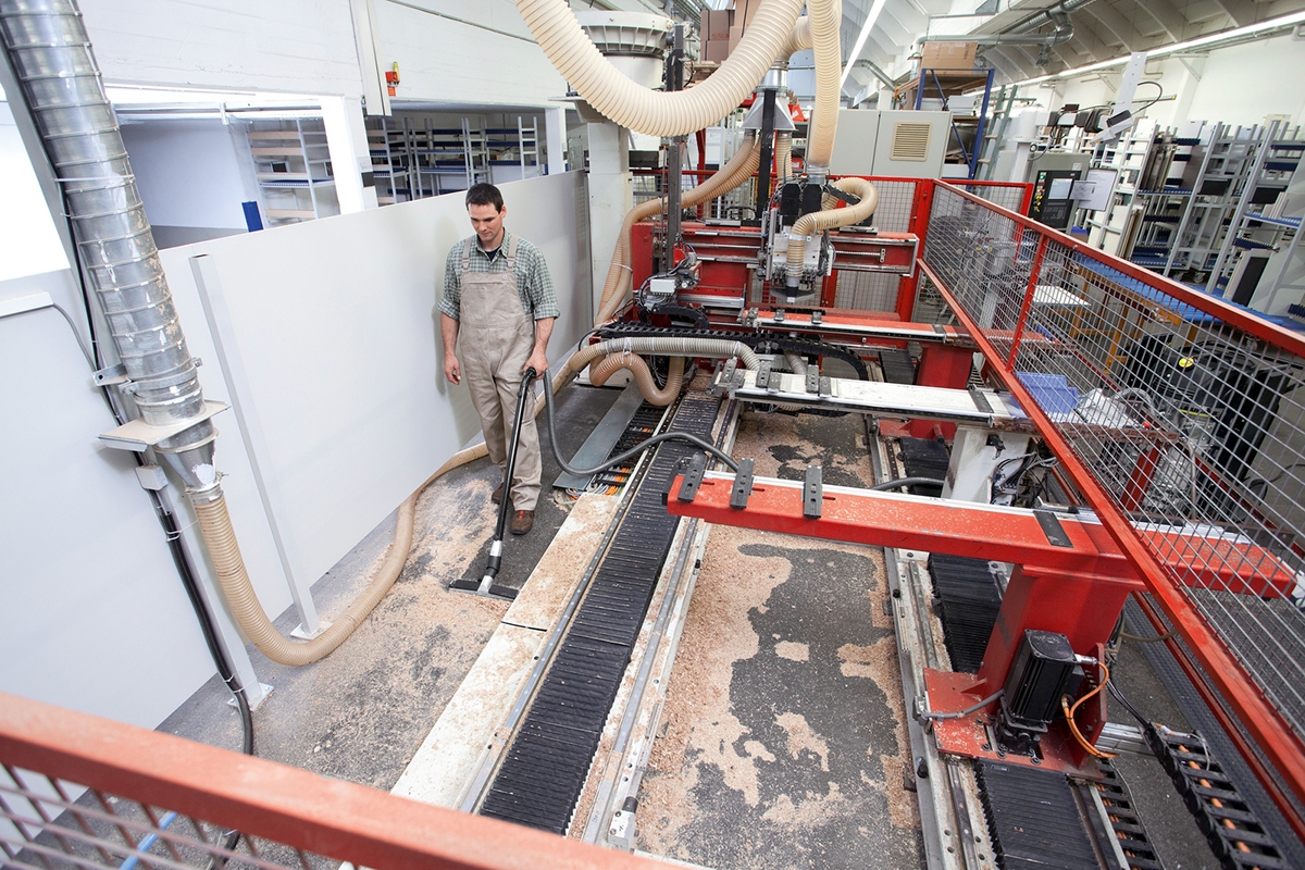 Vacuuming saw dust