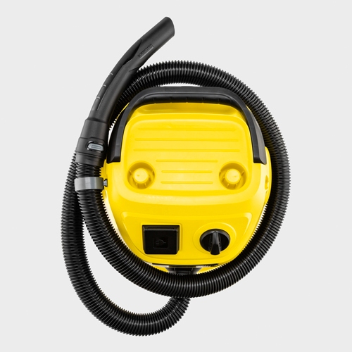 Top view of wet and dry vacuum cleaner showing the hose storage