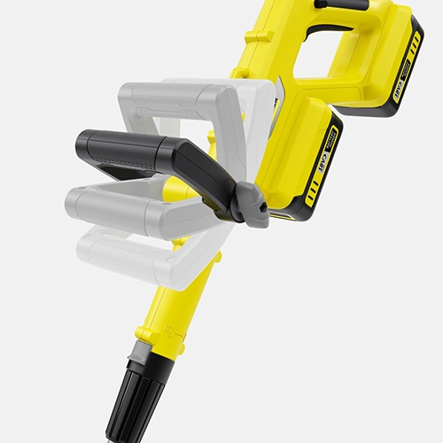 Lawn trimmer with adjustable second handle in all angles