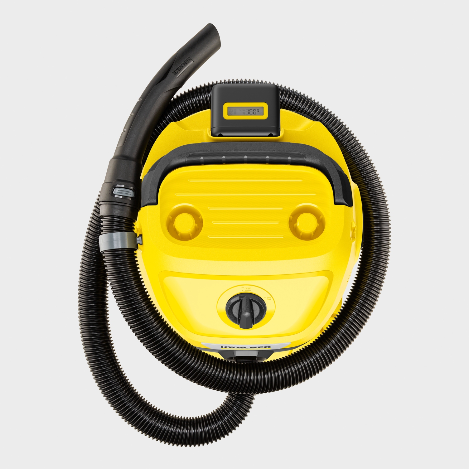 Wet and dry vacuum cleaner suction hose wrapped around product