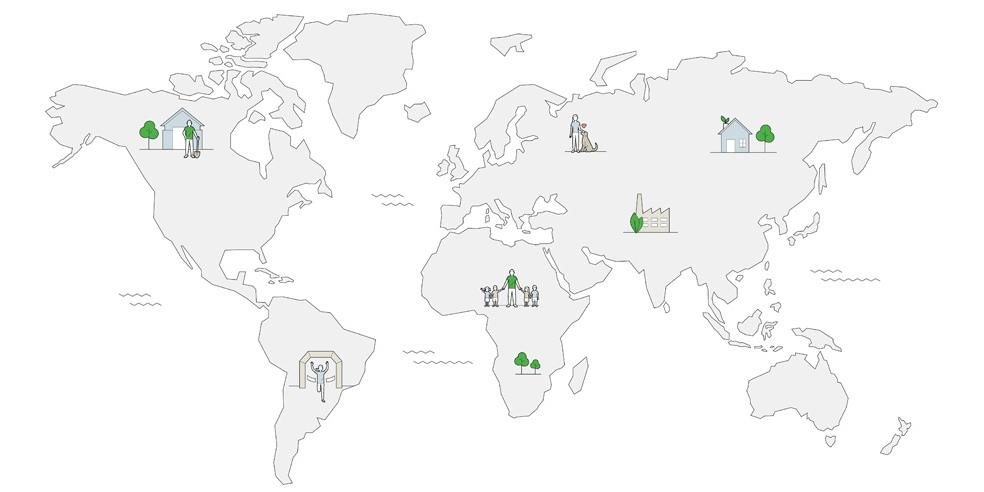 World map: Social commitment at Kärcher World map: Social commitment at Kärcher
