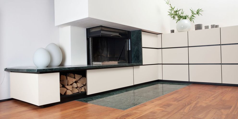 Clean, open fireplace 