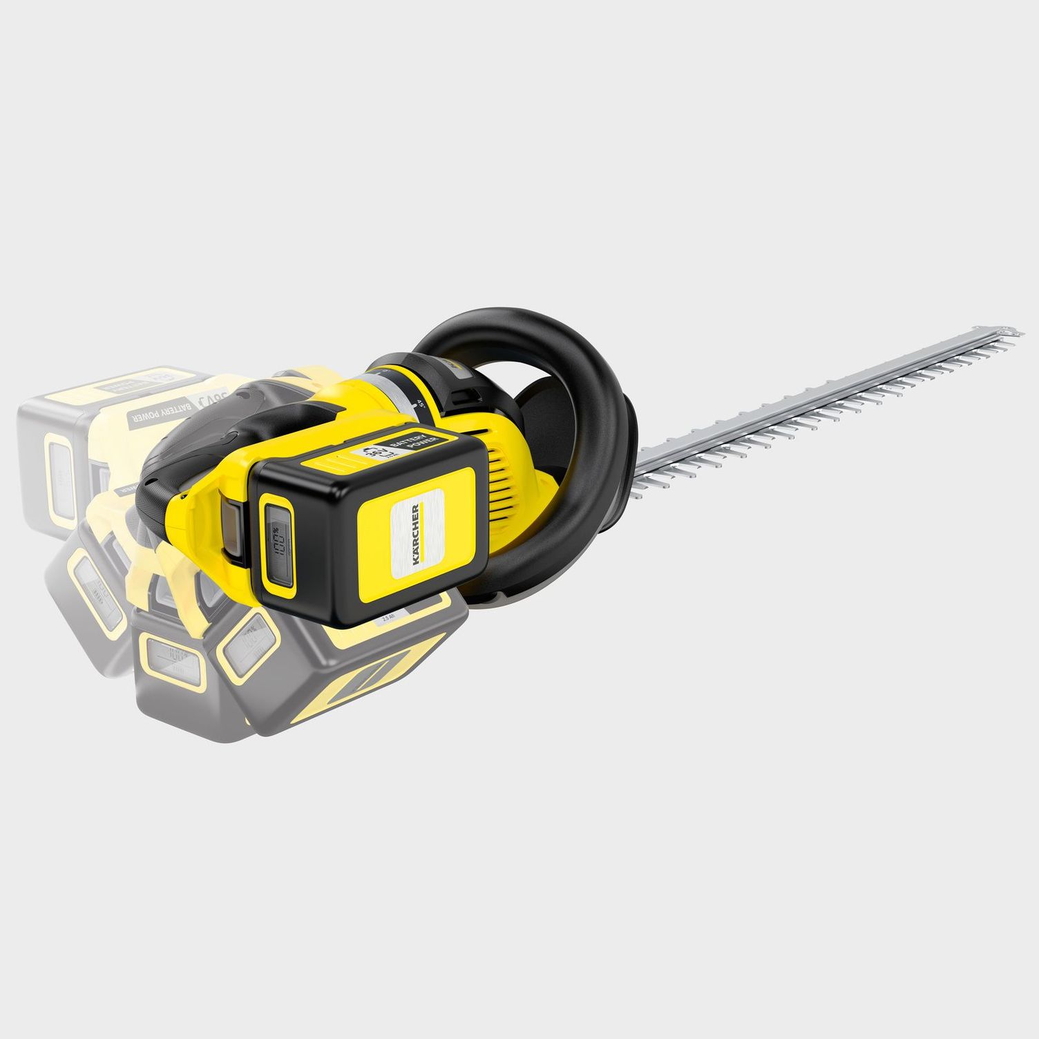 180° rotatable handle Illustration: the rotary handle of the Kärcher battery hedge trimmer