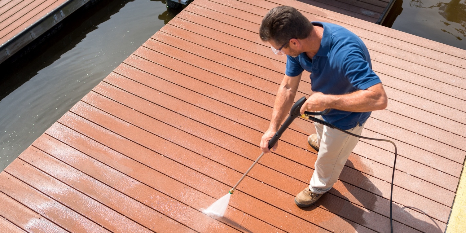 Karcher Gas Pressure Washer Cleans Dock