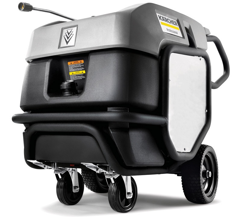 A dramatic photo of a Kärcher Mojave Series hot water pressure washer