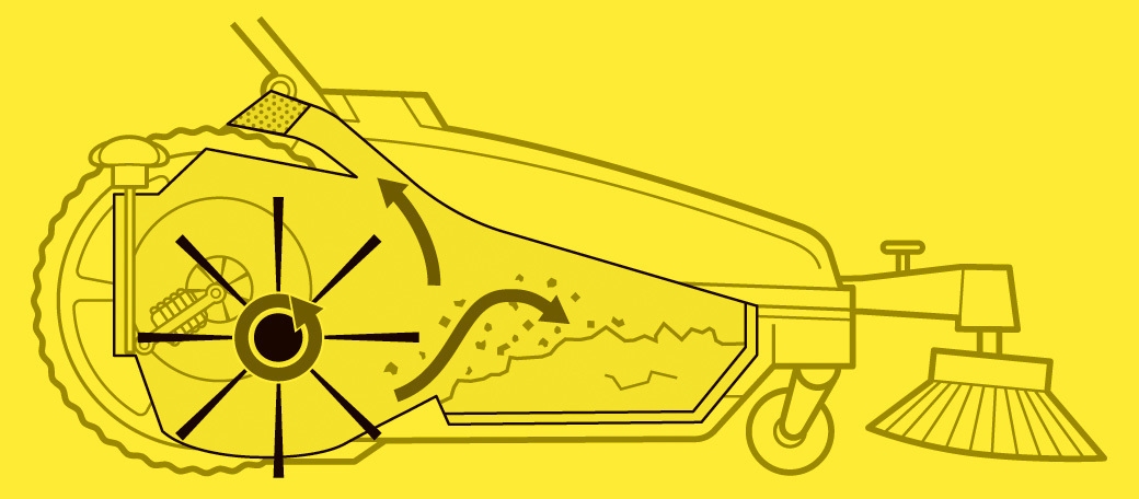 An illustration of a floor sweeper in action.