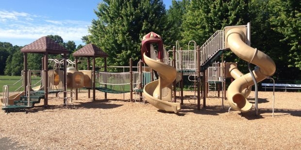 Playgrounds An outdoor school playground.