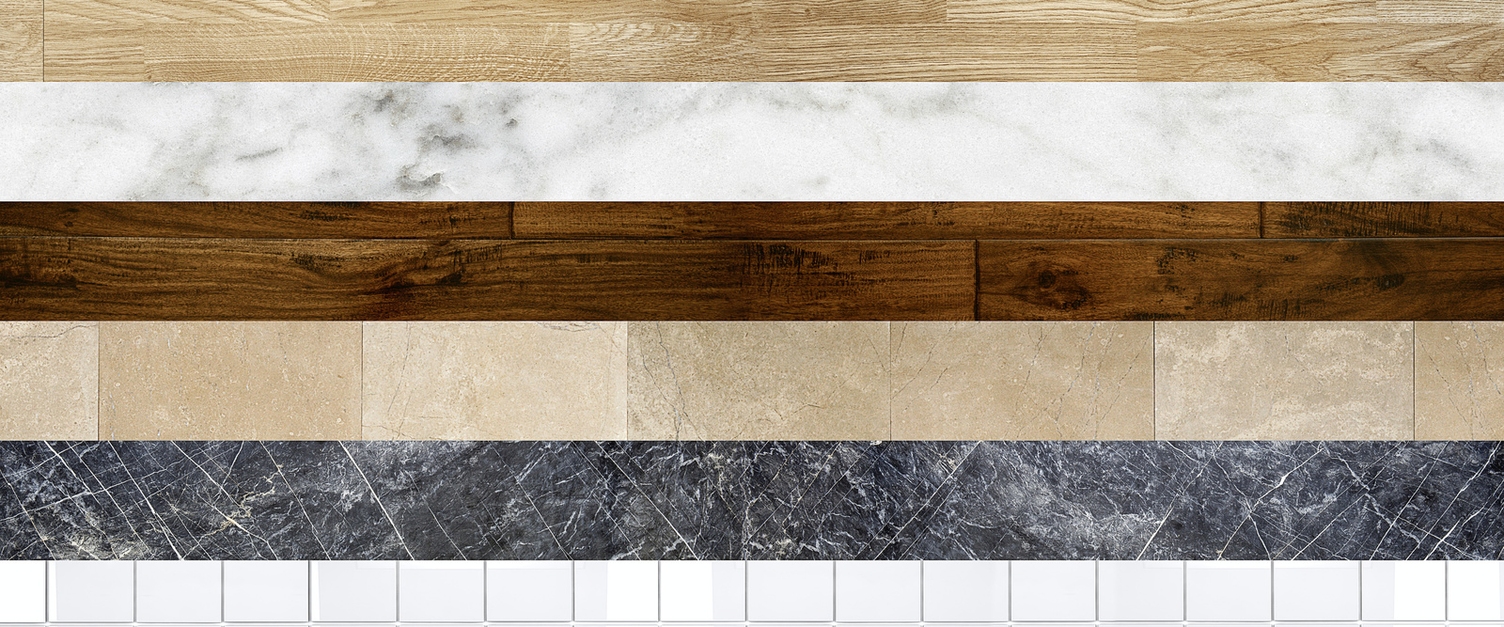 A compilation of six different types of floor coverings.