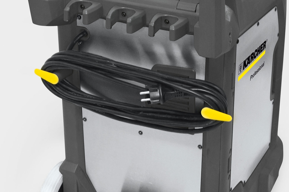 Cord & Accessory Attachment Cord storage is located at the back of steam cleaner.