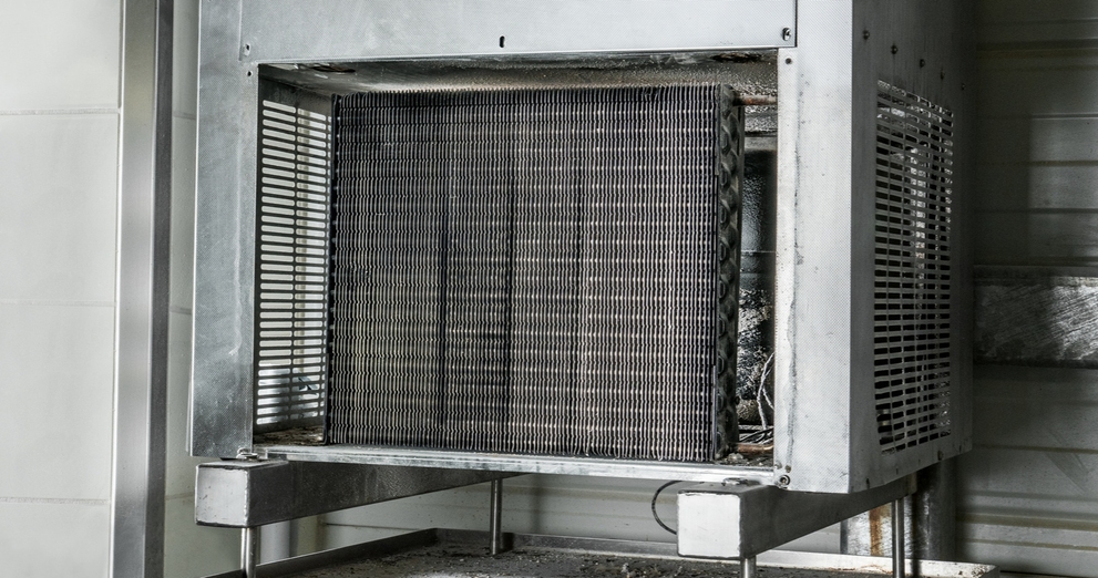 Radiator Cleaning: Before Slats look dirty before cleaning.