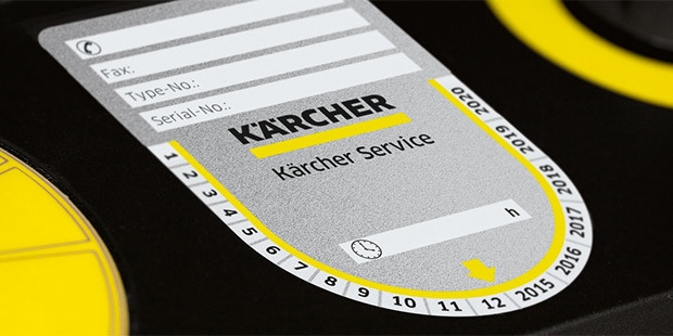 A nameplate on Kärcher commercial equipment.