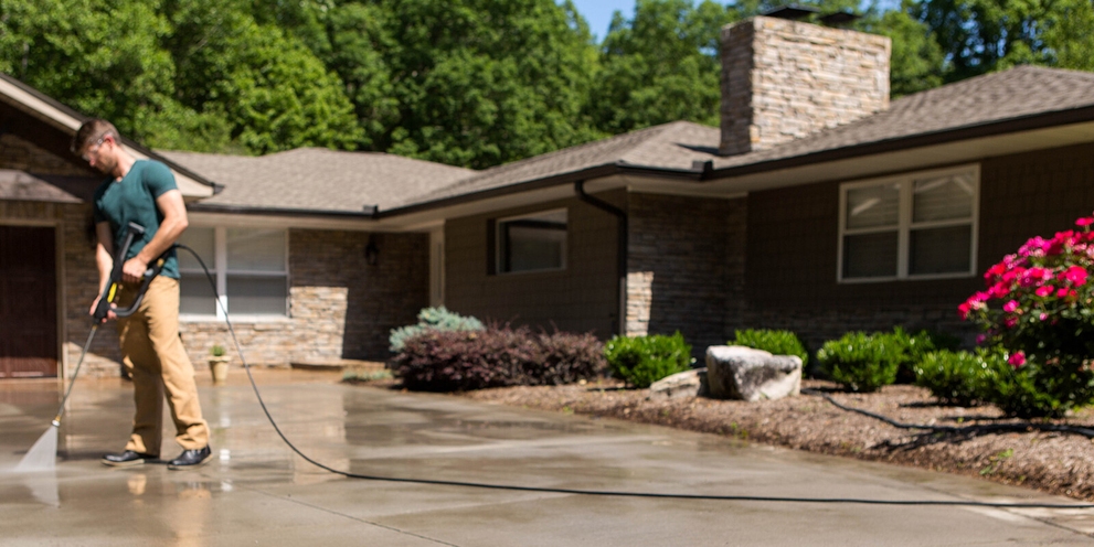 Karcher 25 Ft Gas Pressure Washer Extension Hose Lifestyle Image Driveway Karcher 25 Ft Gas Pressure Washer Extension Hose Lifestyle Image Driveway