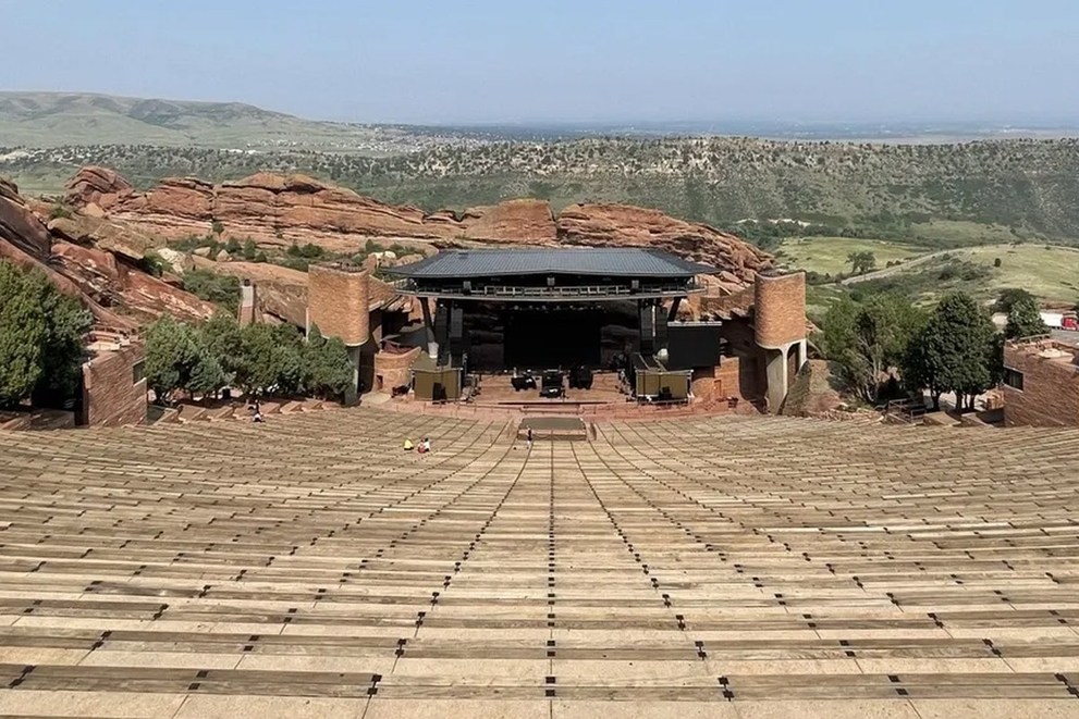 A view of the Red Rock Amphitheatre stage from the back.