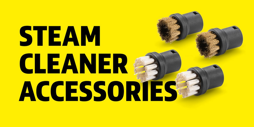 Steam Cleaner Accessories Four nozzles next to the words Steam Cleaner Accessories.