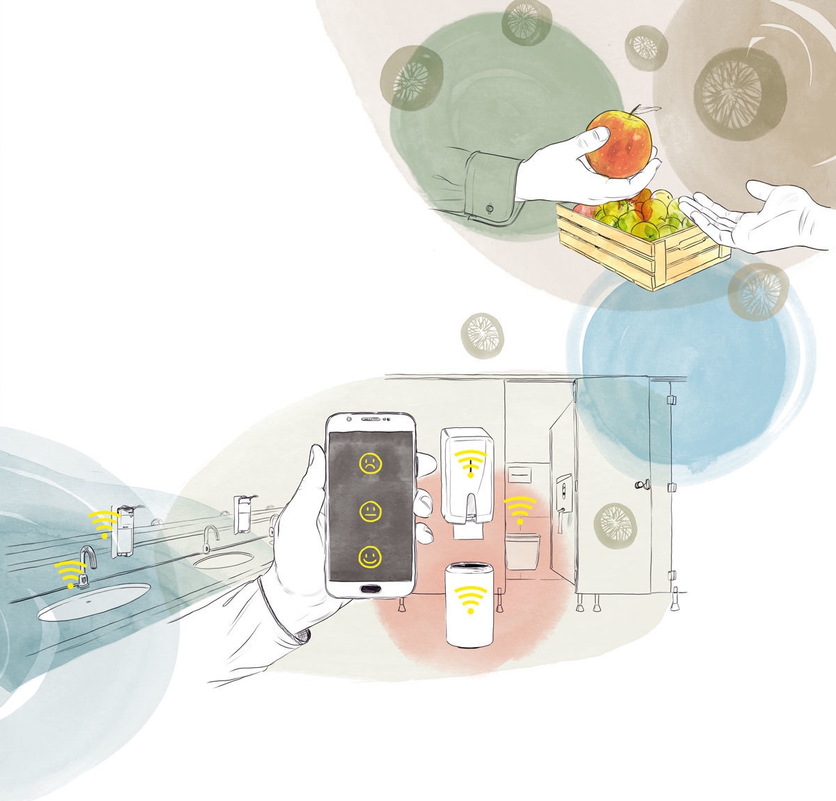 Abstract illustration with fruit aisle