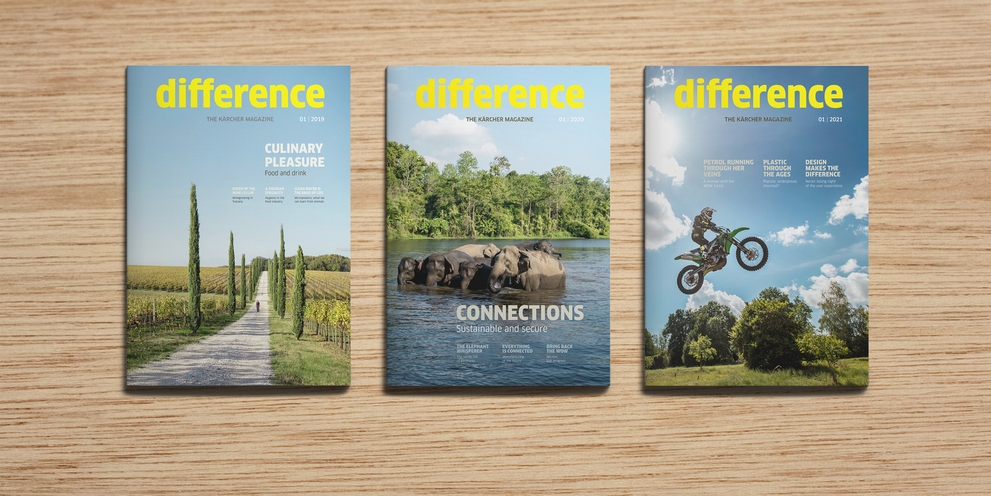 difference - The Kärcher Magazine Flatlay motive of three difference editons