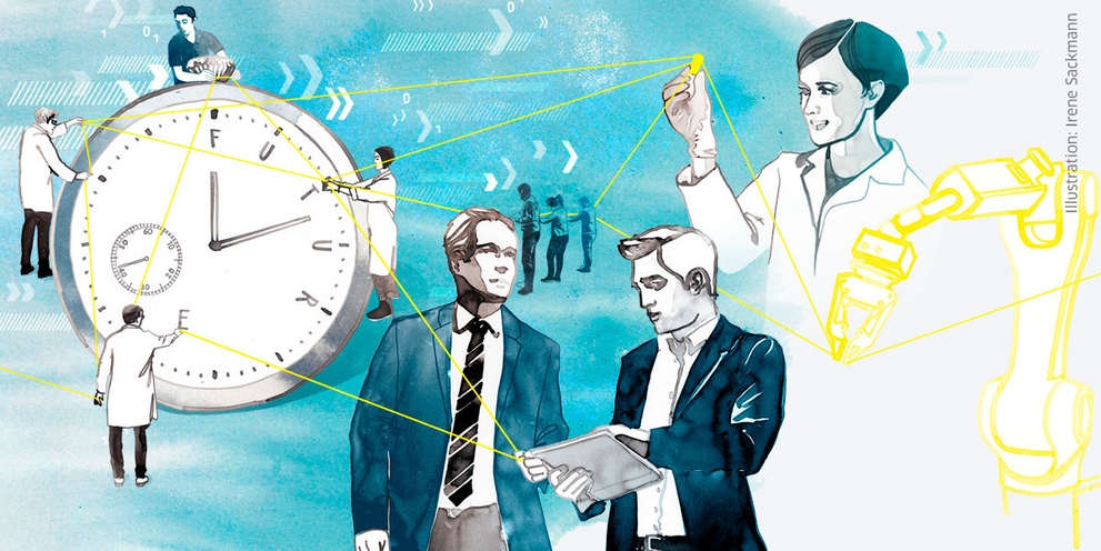 Abstract illustration for topic Manufacturing of the future - everything is connected